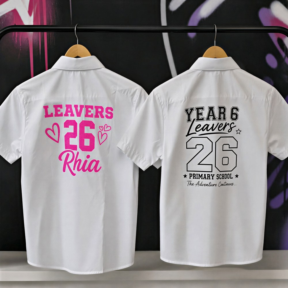 Personalised Year 6 leavers shirts printed by Vivid Design & Print Co in Stafford