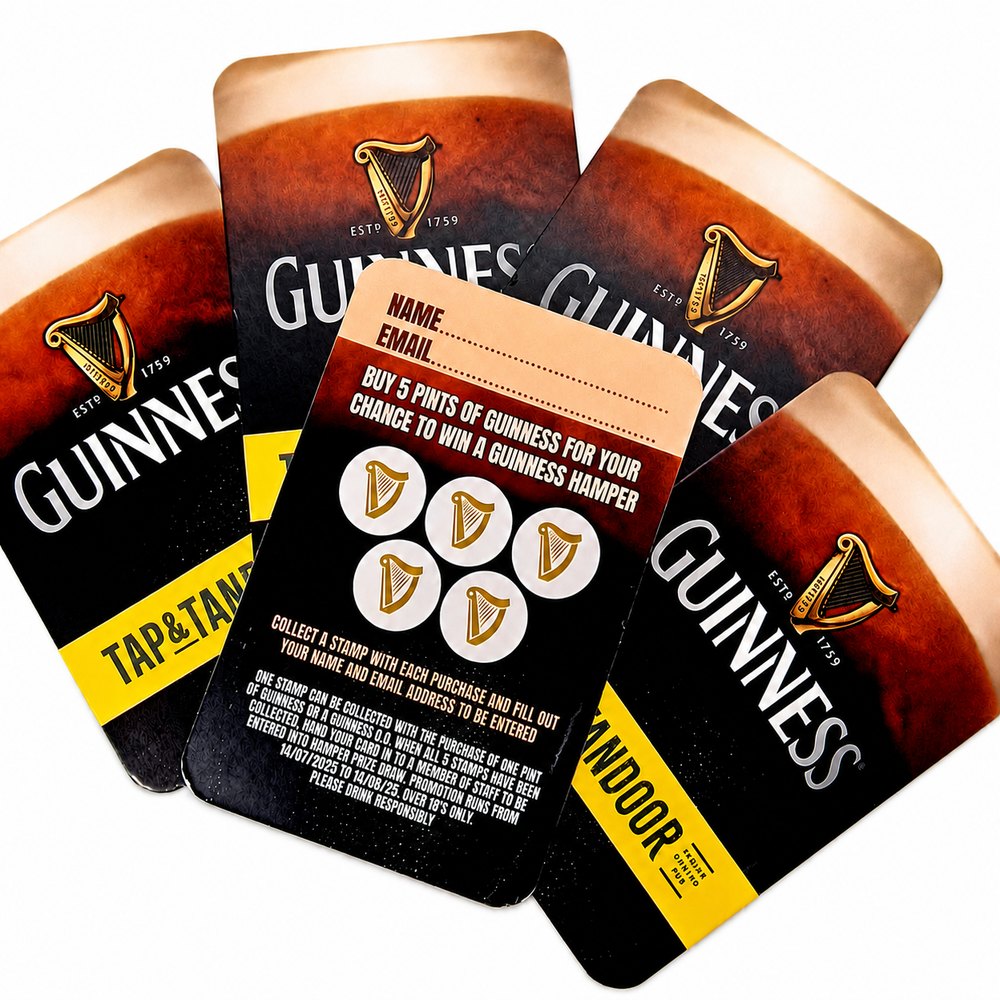 Guinness promotional loyalty cards printed by Vivid Design & Print Co