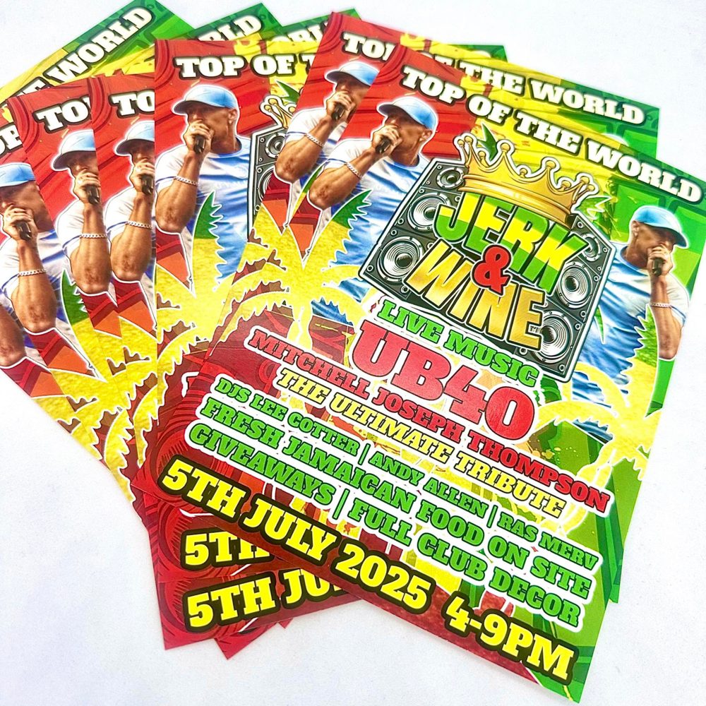 Colourful event flyers designed and printed by Vivid Design & Print Co
