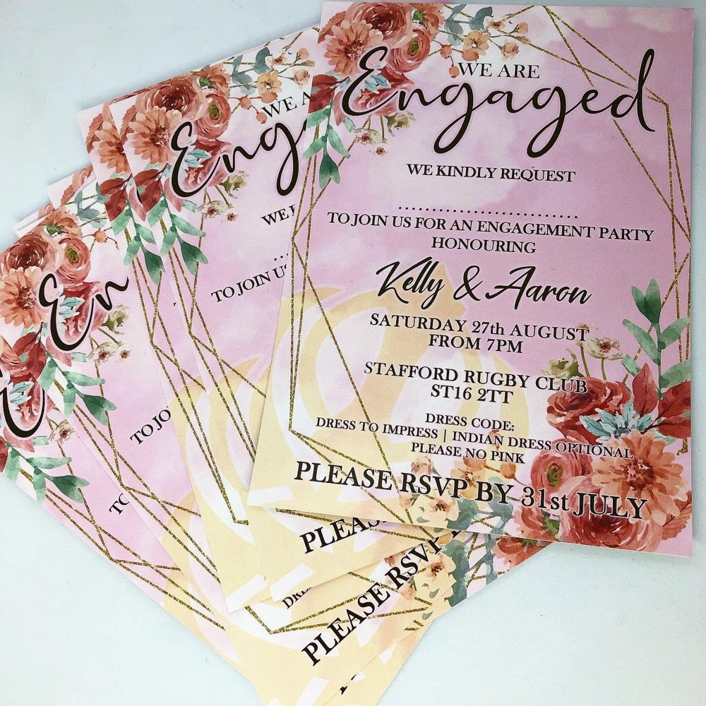 Engagement invitations and wedding stationery printed in Stafford
