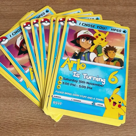 Yellow and blue personalised sixth birthday invitations with a cartoon theme