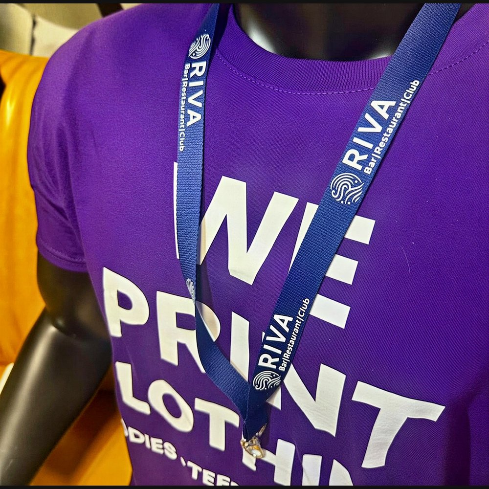 Printed event T-shirt and branded lanyard produced by Vivid in Stafford