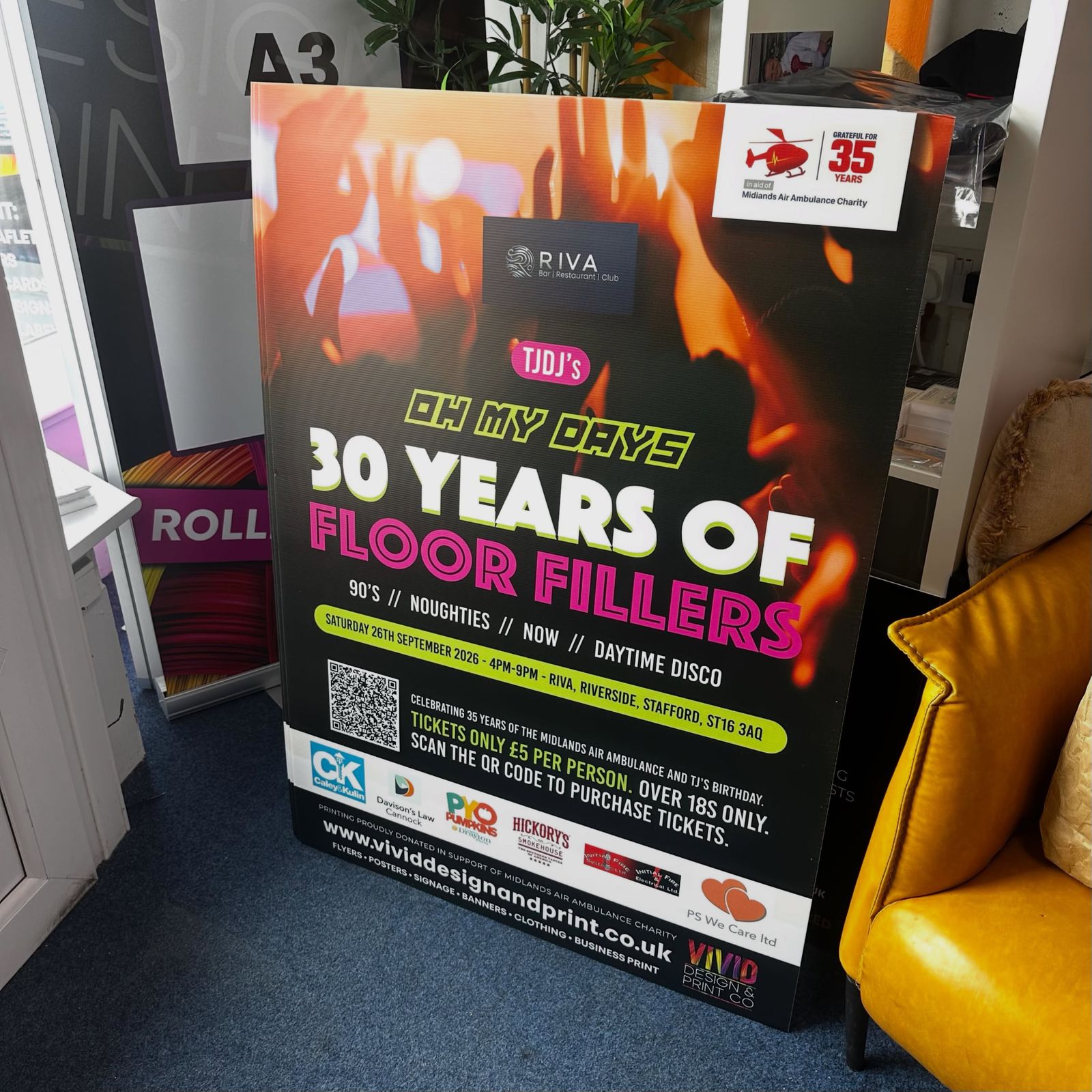 Large-format event display board printed by Vivid Design & Print Co in Stafford